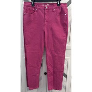 Seven7 Women's Size 14 Bright Pink Denim Slim Straight Leg 5 Pocket Design Jeans
